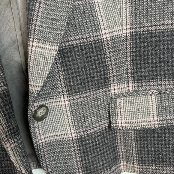 Pendleton Women's Blazer in Pink and Gray Plaid Size 6 Petite Vintage - Picture 8 of 12